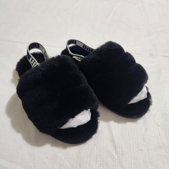 UGG Other - UGG Slippers Fluff Yeah Toddler Size 12  Fuzzy Black House Shoes